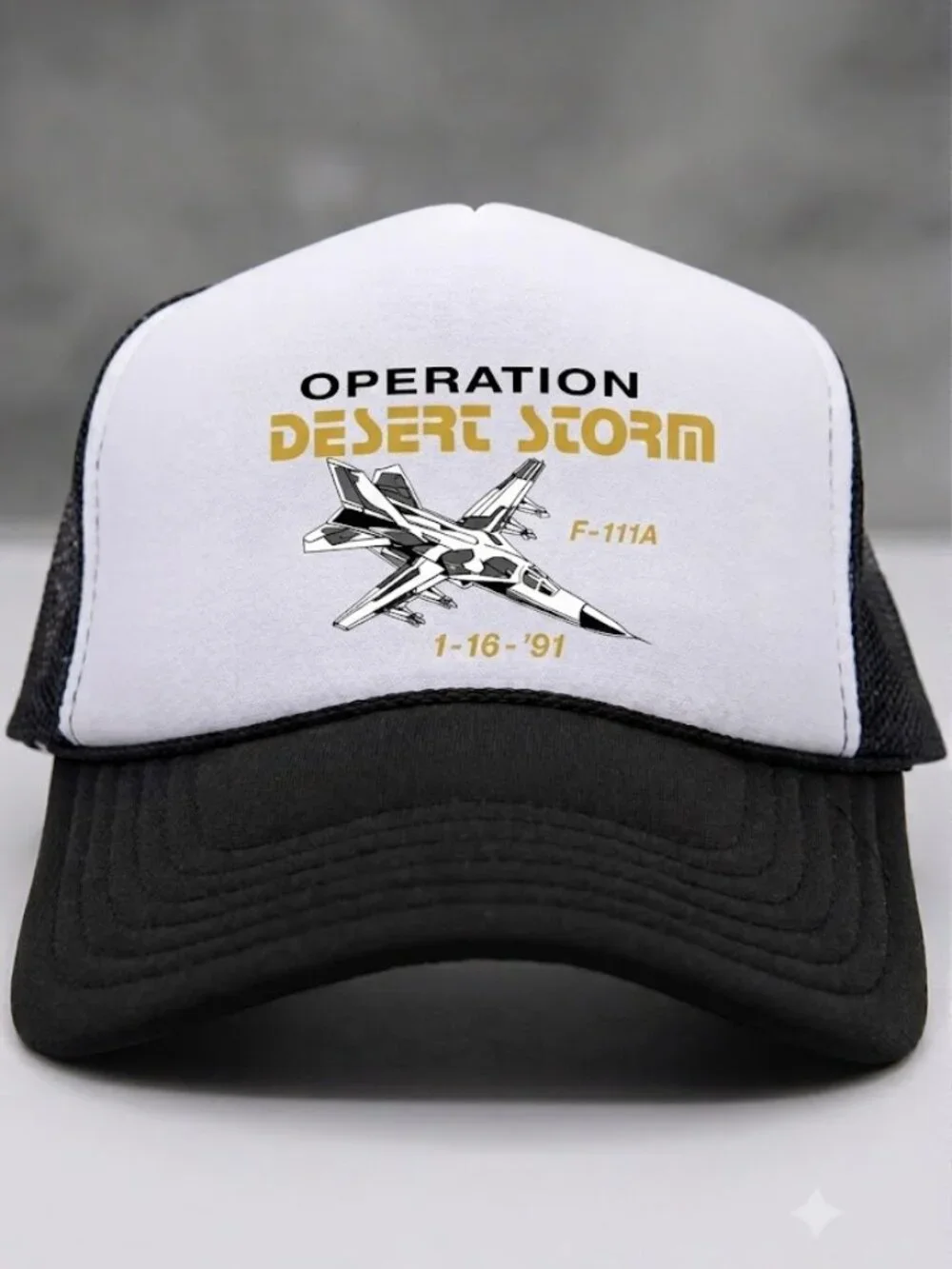 Retro Operation Desert Storm Trucker Hat F111A Jet Black Foam Snapback Cap 90s